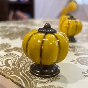 Yellow Pumpkin Shaped Knobs